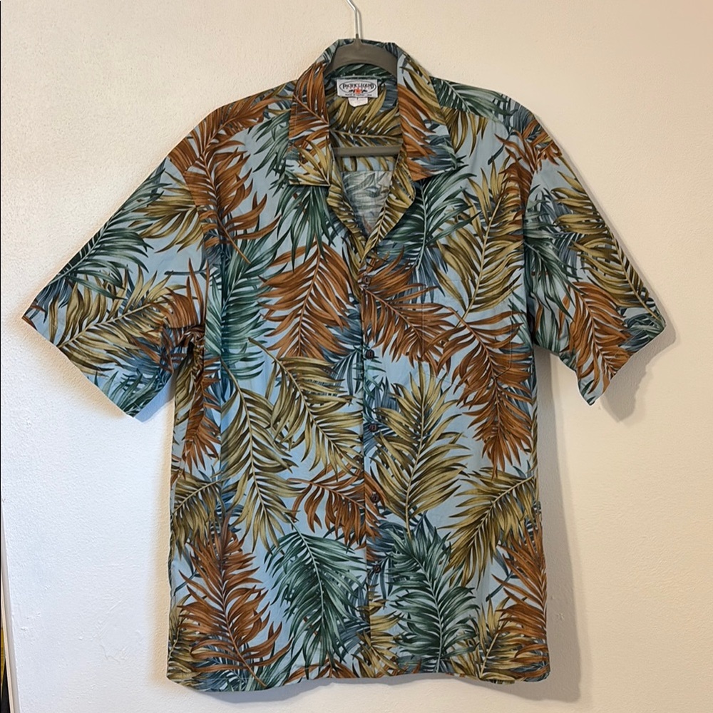 Men's Pacific Legend Tropical Leaf Print XL Shirt - Blue, Green, and Brown